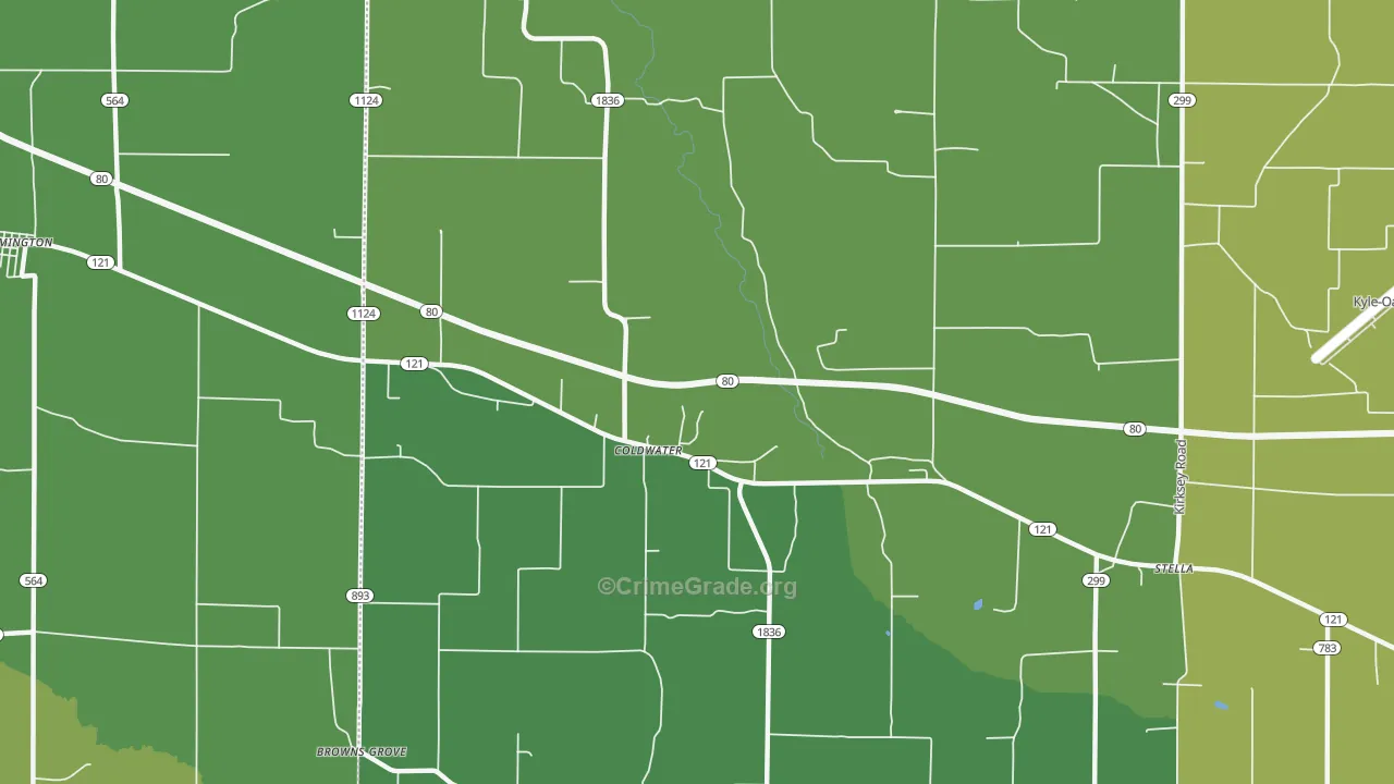 Coldwater, KY Map of Vehicle Theft Rates