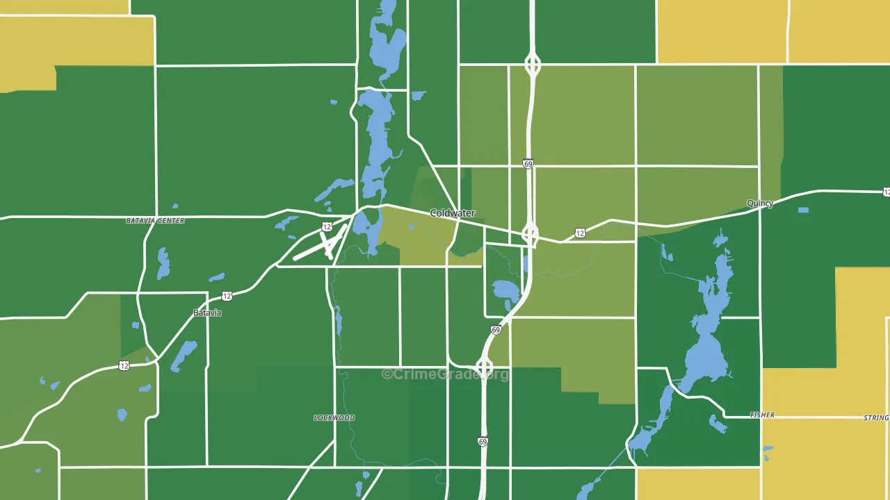 Coldwater, MI Map of Vehicle Theft Rates