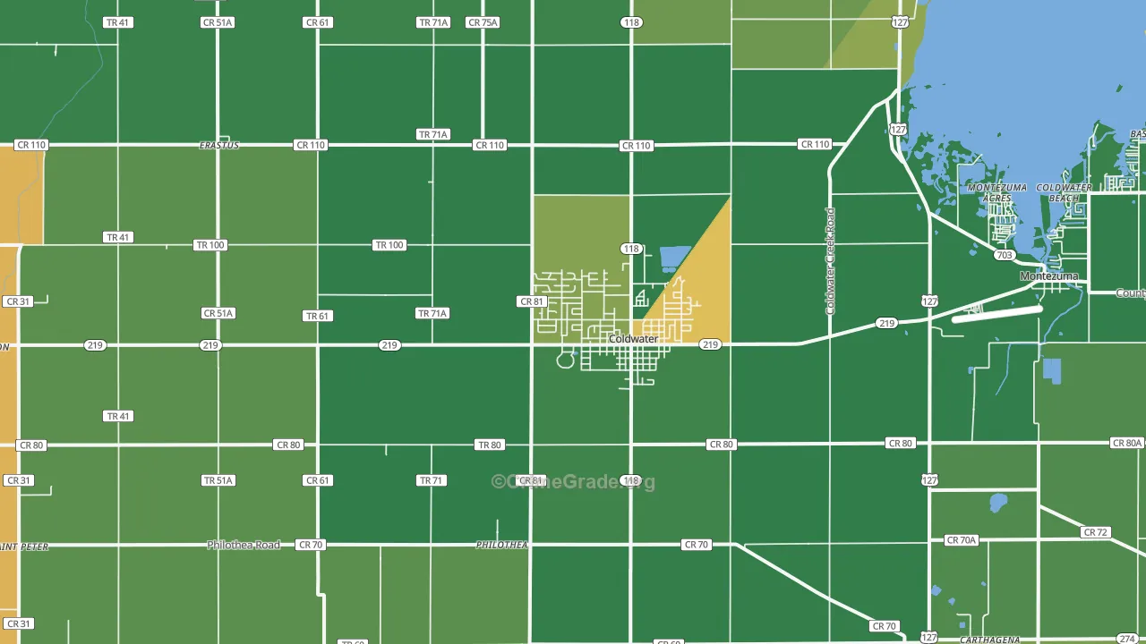 Coldwater, OH Map of Vehicle Theft Rates