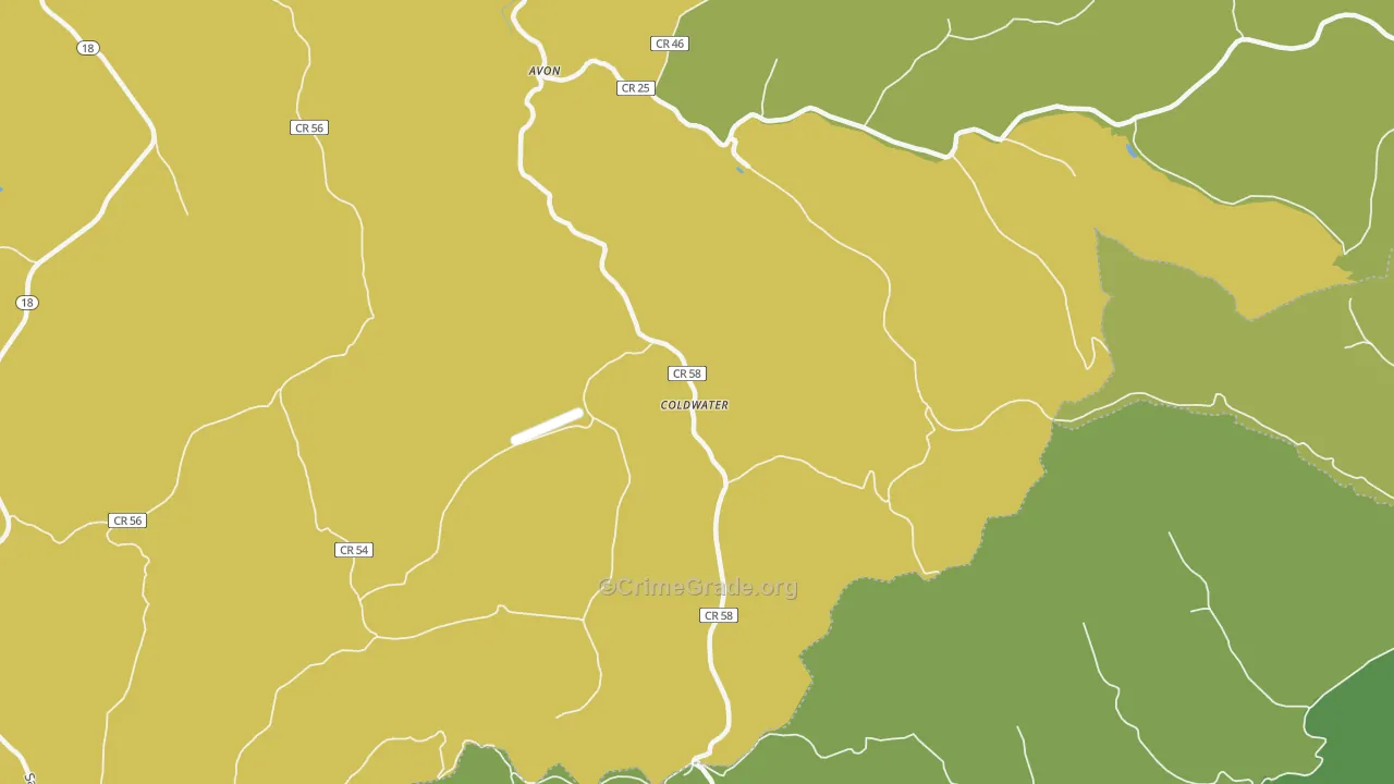 Coldwater, WV Map of Vehicle Theft Rates