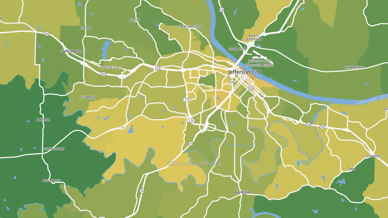 Cole County, MO Map of Vehicle Theft Rates