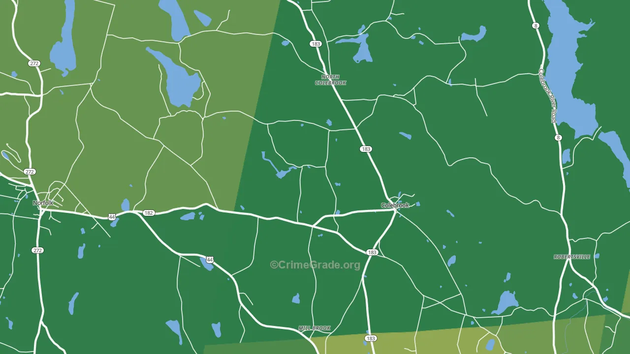Colebrook, CT Map of Vehicle Theft Rates
