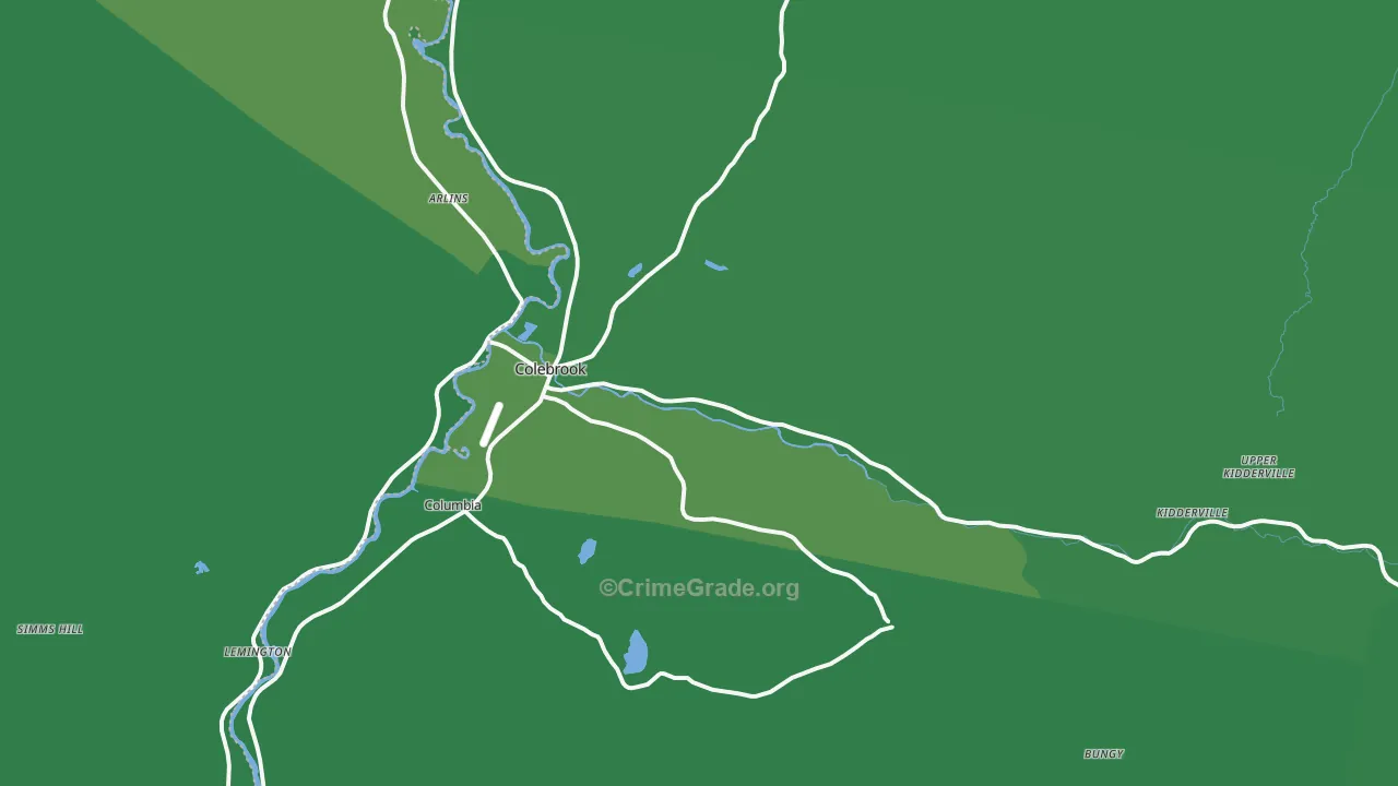Colebrook, NH Map of Vehicle Theft Rates