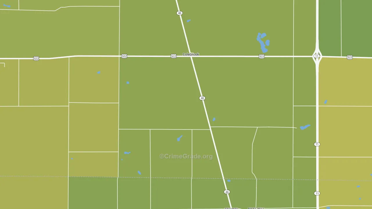 Colebrook, OH Map of Vehicle Theft Rates