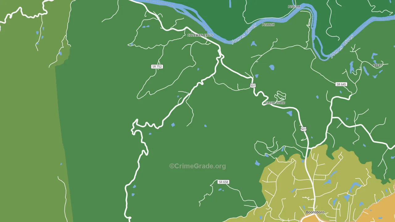 Coleman Falls, VA Map of Vehicle Theft Rates