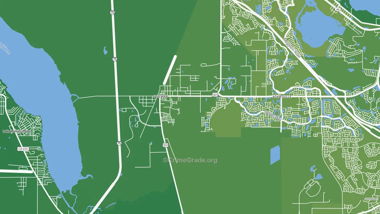 Coleman, FL Map of Vehicle Theft Rates