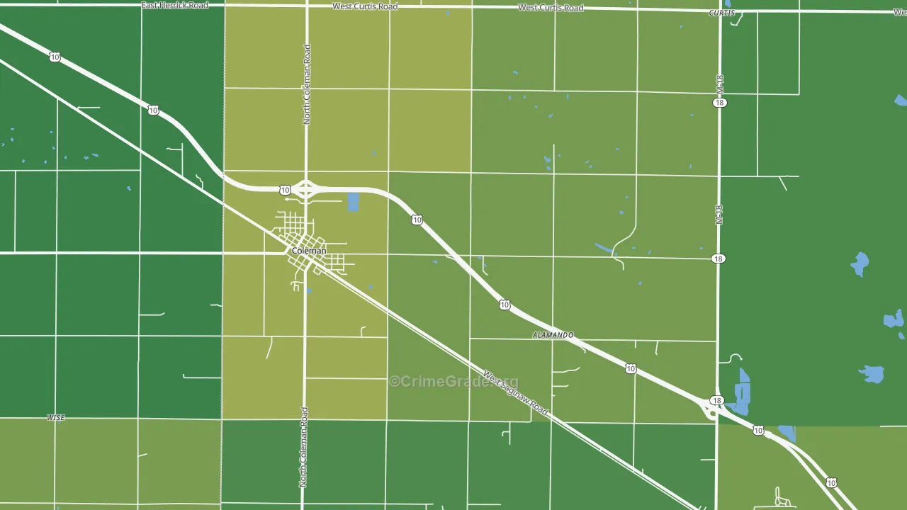 Coleman, MI Map of Vehicle Theft Rates