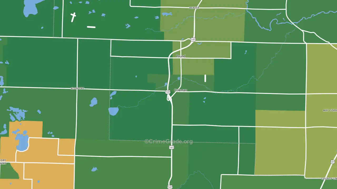 Coleman, WI Map of Vehicle Theft Rates