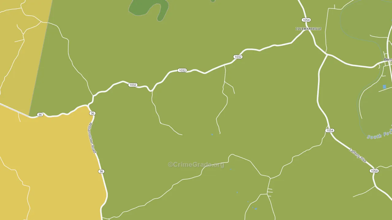Colemansville, KY Map of Vehicle Theft Rates