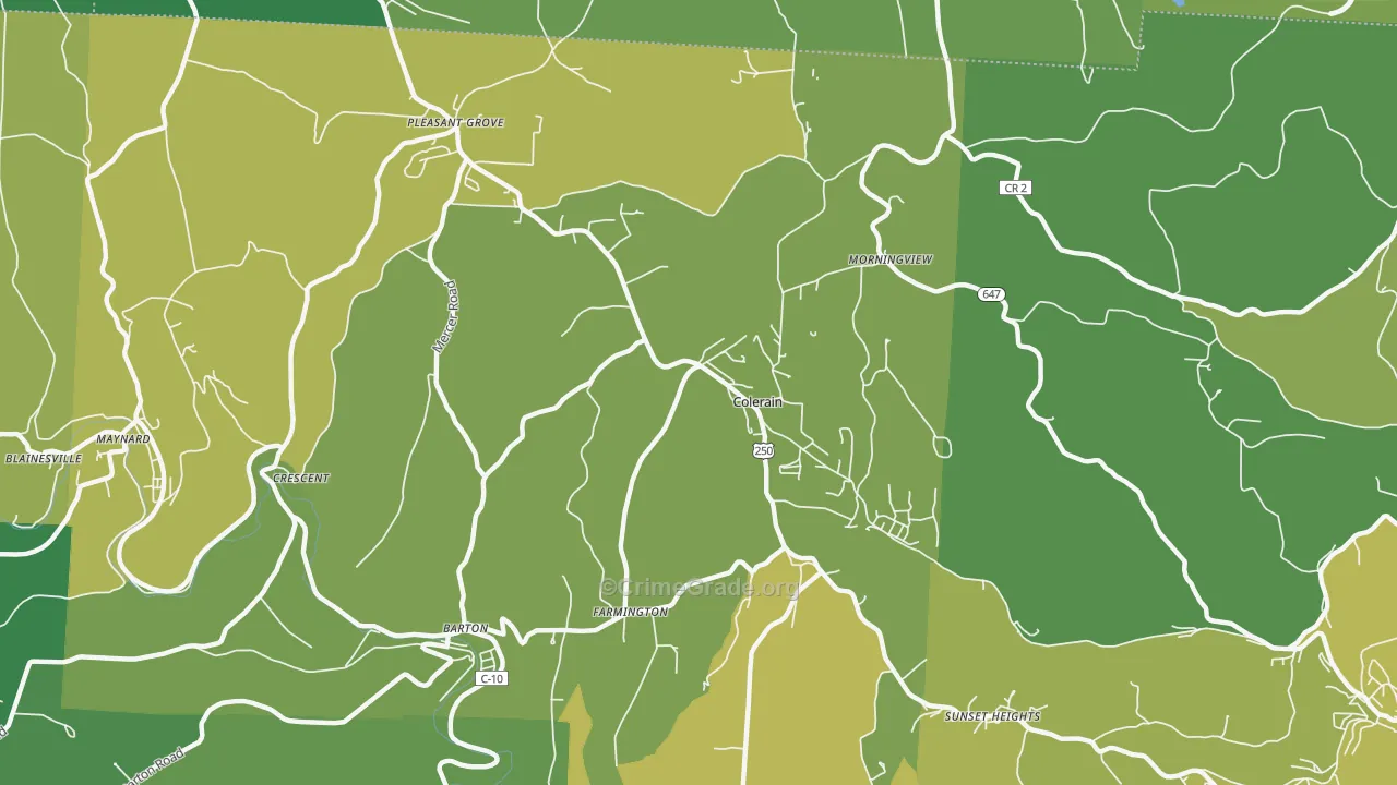 Colerain, OH Map of Vehicle Theft Rates
