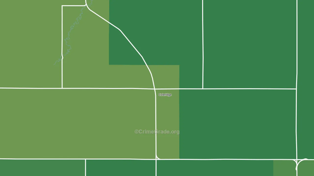 Coleridge, NE Map of Vehicle Theft Rates