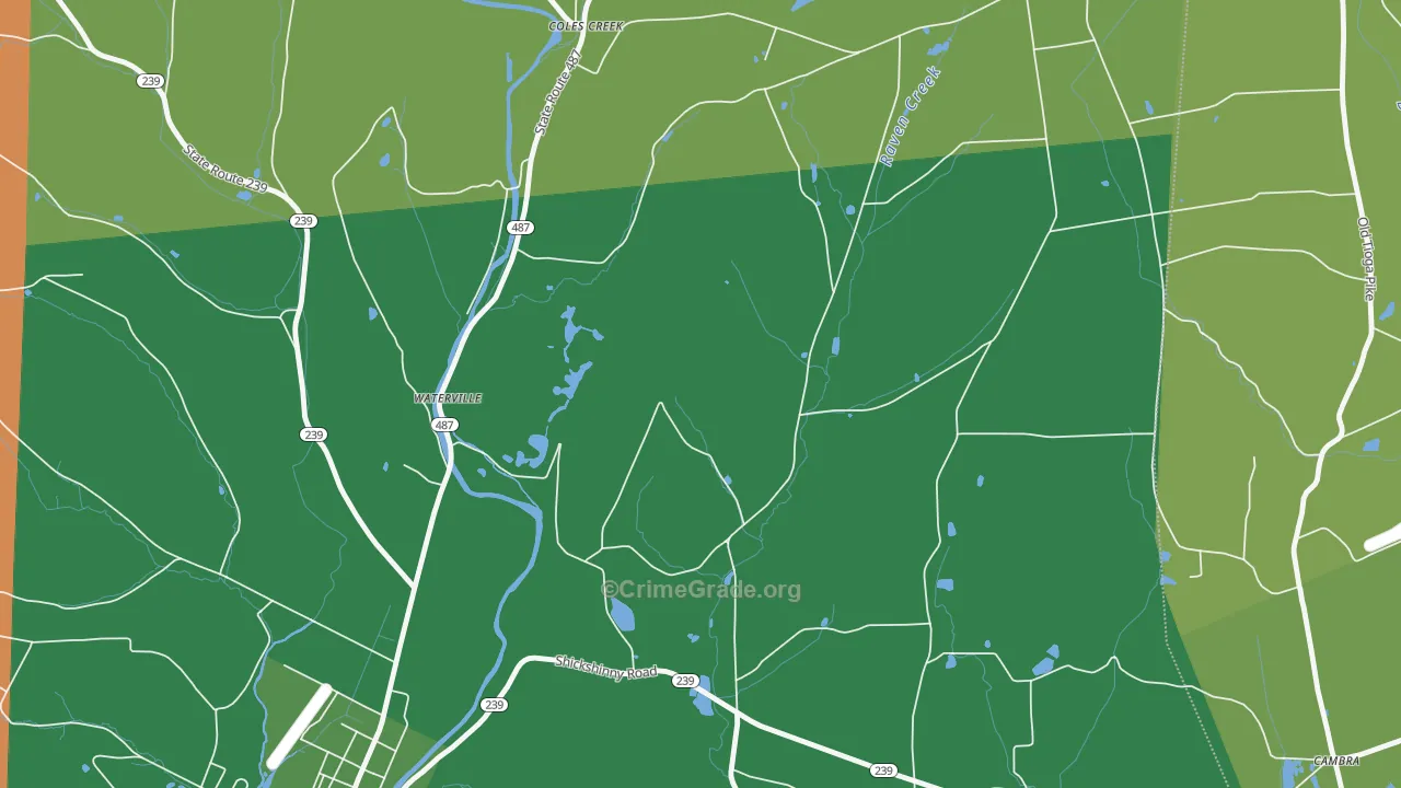 Coles Creek, PA Map of Vehicle Theft Rates