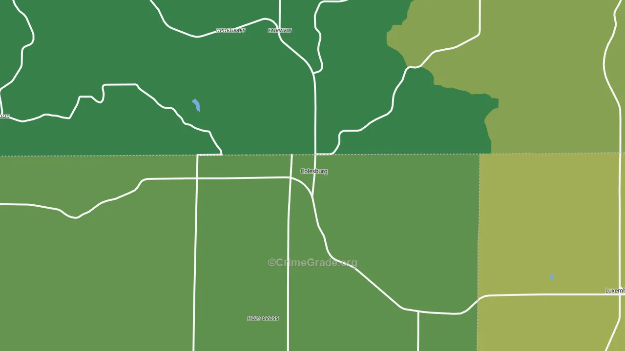 Colesburg, IA Map of Vehicle Theft Rates