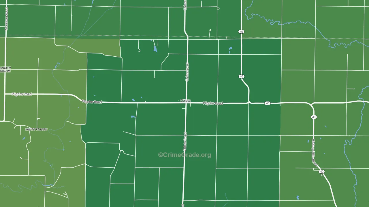 Coleta, IL Map of Vehicle Theft Rates
