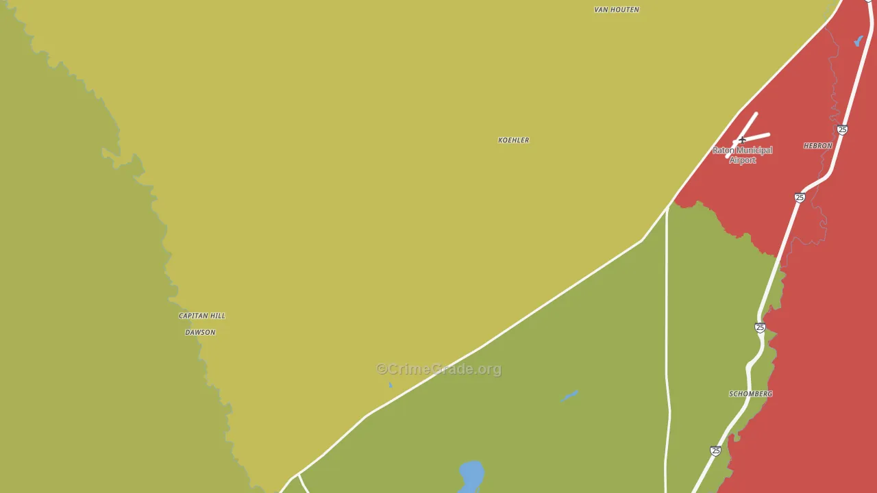 Colfax County, NM Map of Vehicle Theft Rates