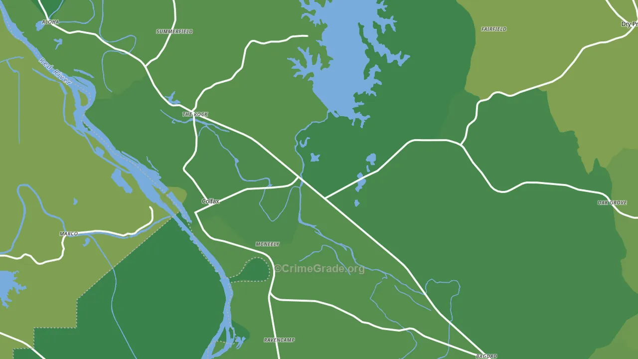 Colfax, LA Map of Vehicle Theft Rates