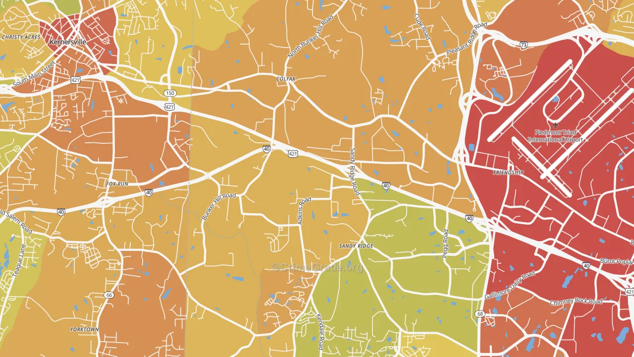 Colfax, NC Map of Vehicle Theft Rates