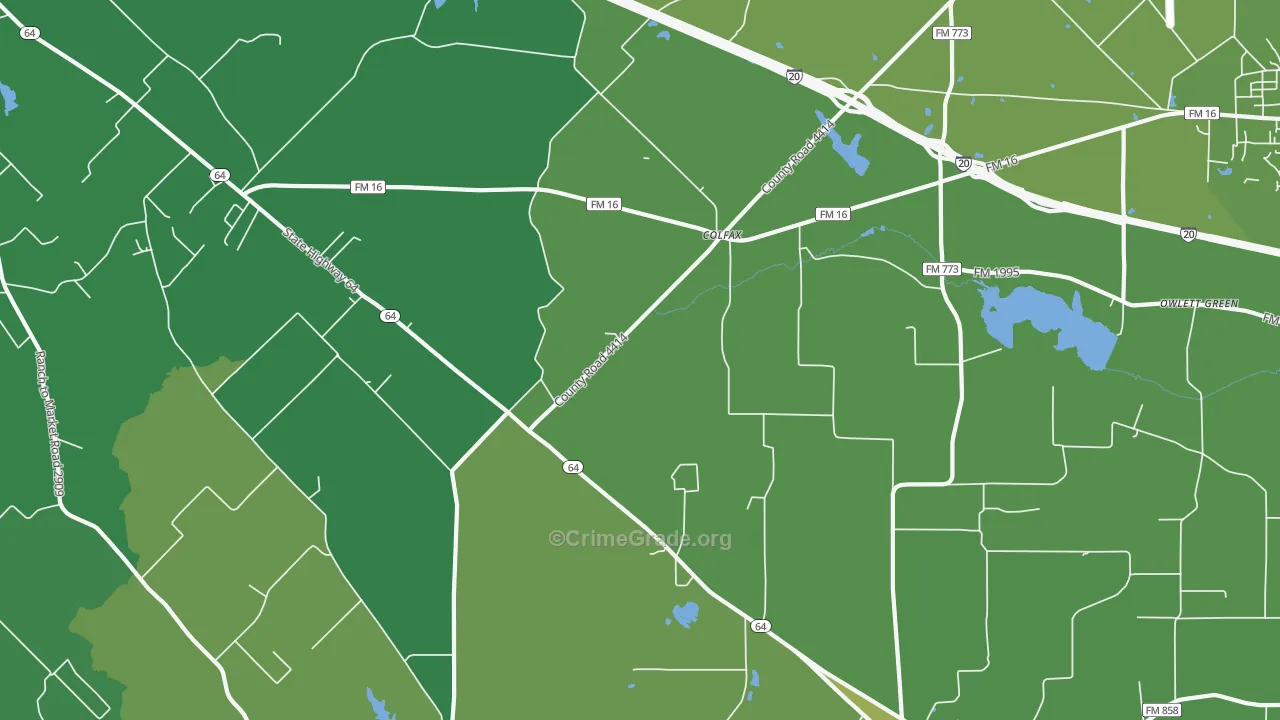 Colfax, TX Map of Vehicle Theft Rates