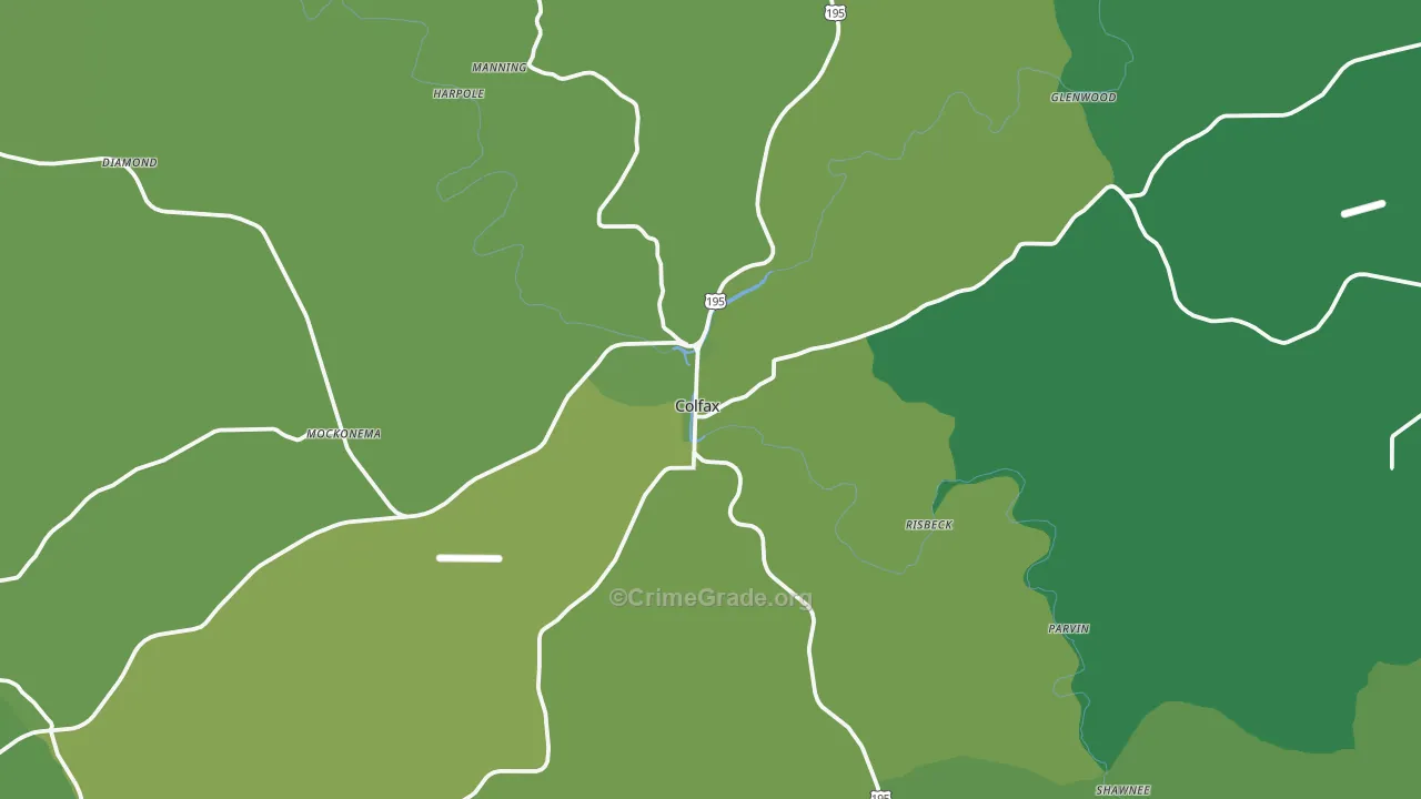 Colfax, WA Map of Vehicle Theft Rates
