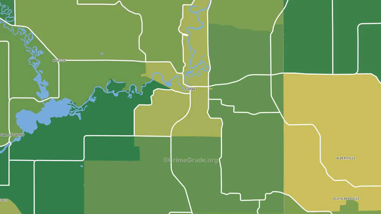 Colfax, WI Map of Vehicle Theft Rates