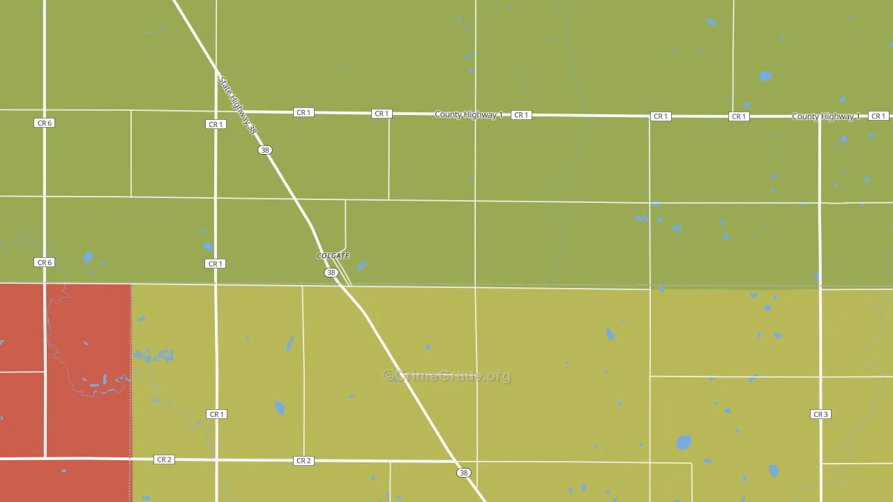 Colgate, ND Map of Vehicle Theft Rates