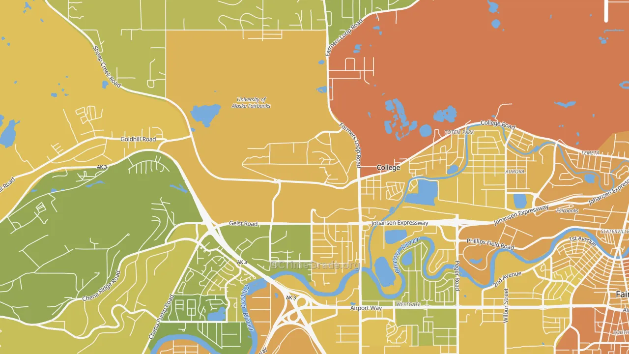 College, AK Map of Vehicle Theft Rates
