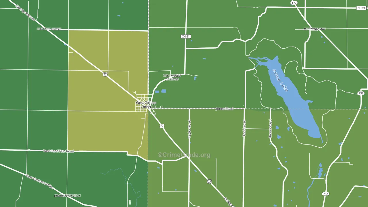 College Corner, OH Map of Vehicle Theft Rates