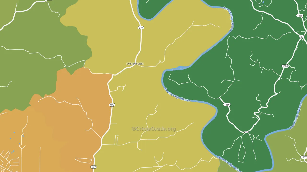 College Hill, KY Map of Vehicle Theft Rates