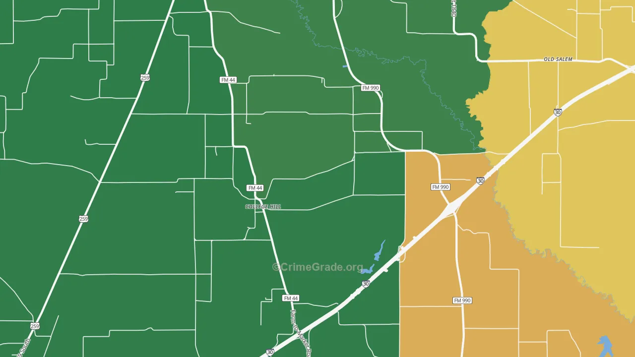College Hill, TX Map of Vehicle Theft Rates