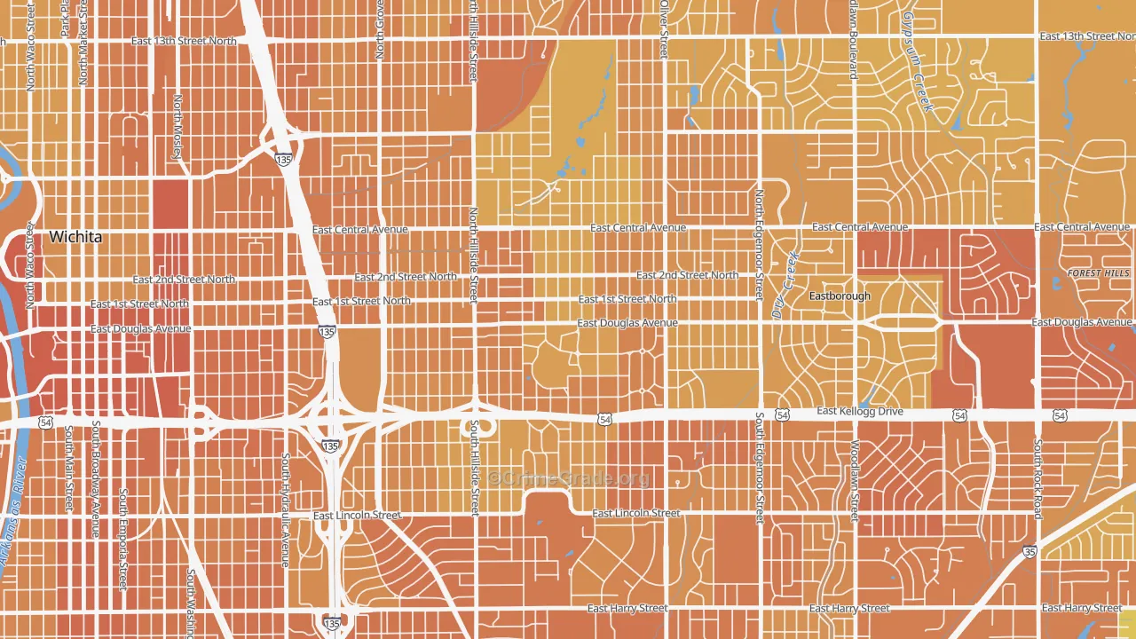 College Hill, Wichita, KS Map of Vehicle Theft Rates