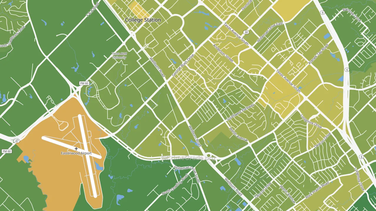 College Park, College Station, TX Map of Vehicle Theft Rates