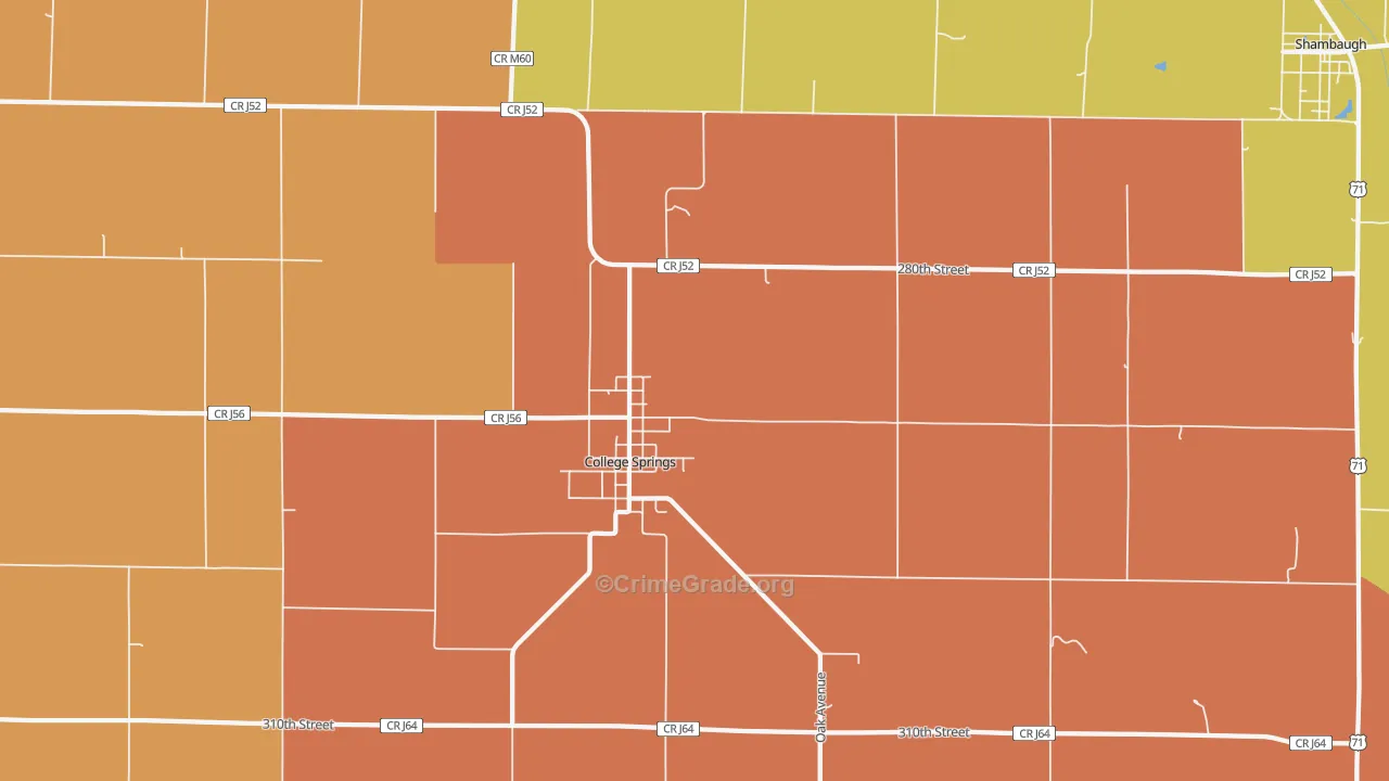 College Springs, IA Map of Vehicle Theft Rates