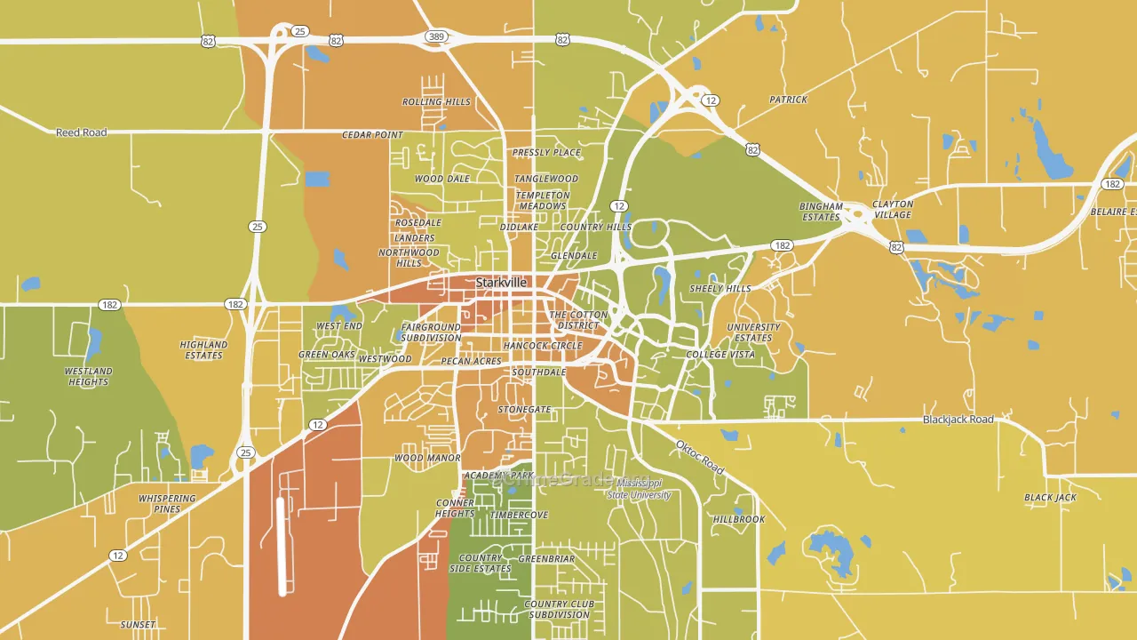 College View, Starkville, MS Map of Vehicle Theft Rates