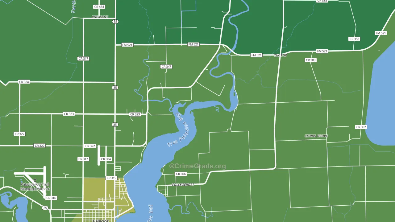 Collegeport, TX Map of Vehicle Theft Rates