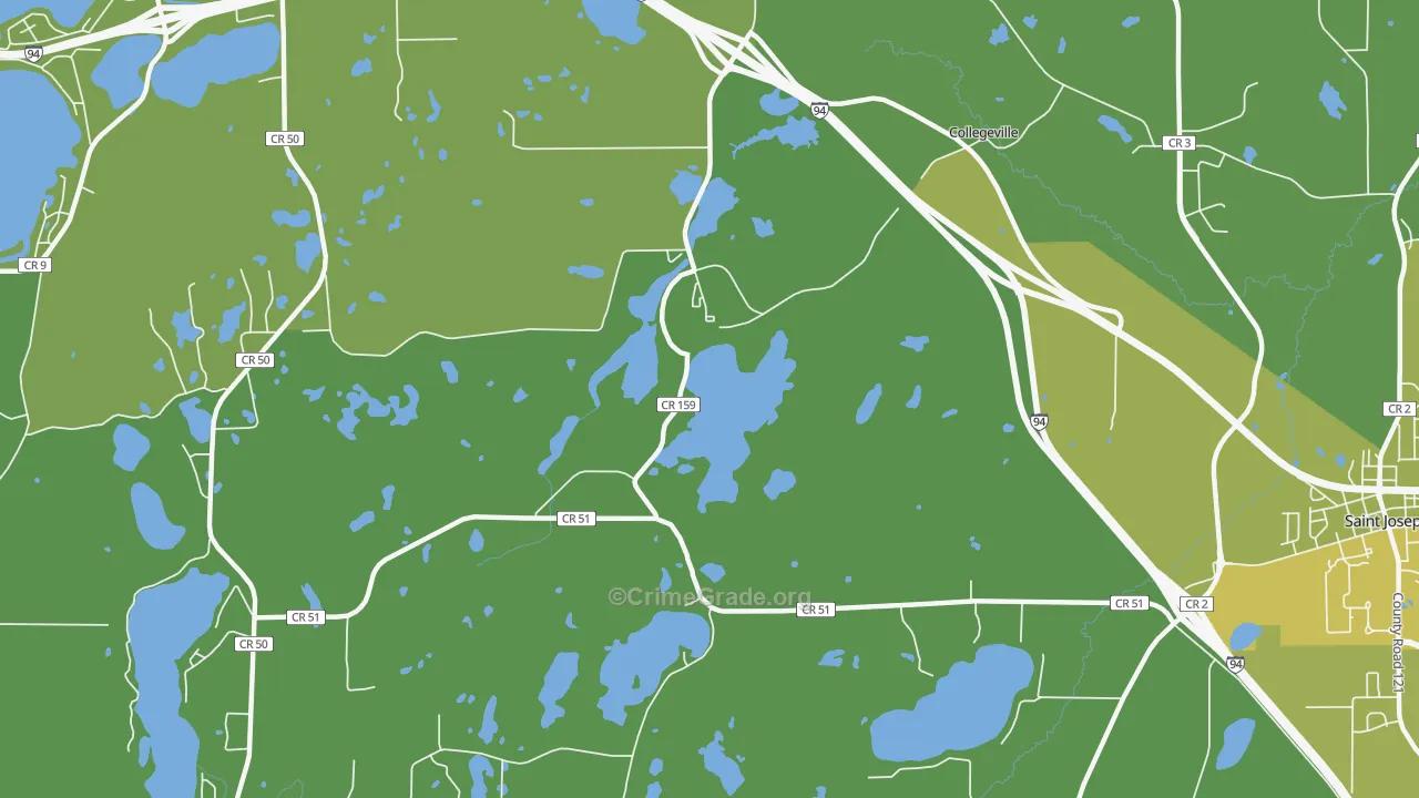 Collegeville, MN Map of Vehicle Theft Rates