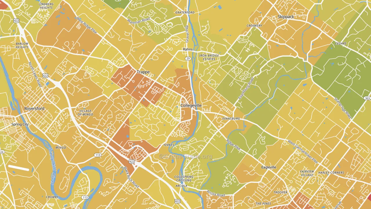 Collegeville, PA Map of Vehicle Theft Rates