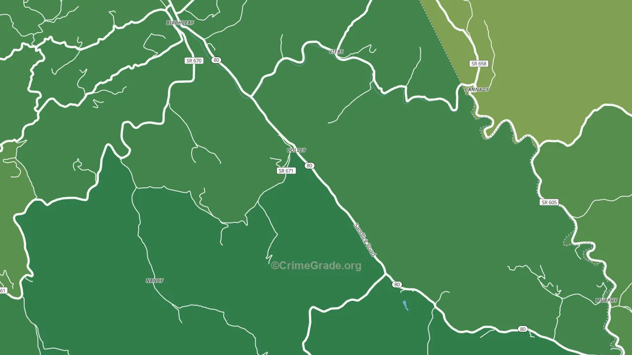 Colley, VA Map of Vehicle Theft Rates