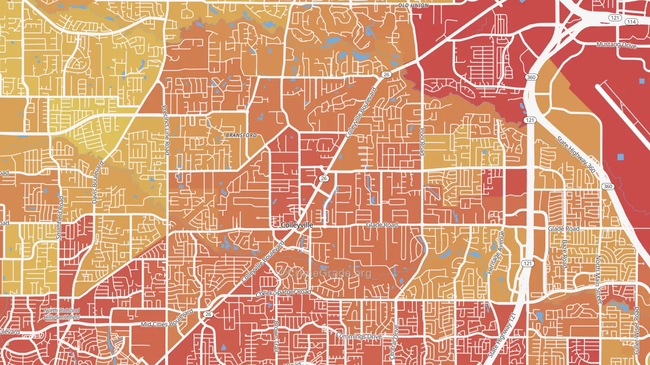 Colleyville, TX Map of Vehicle Theft Rates