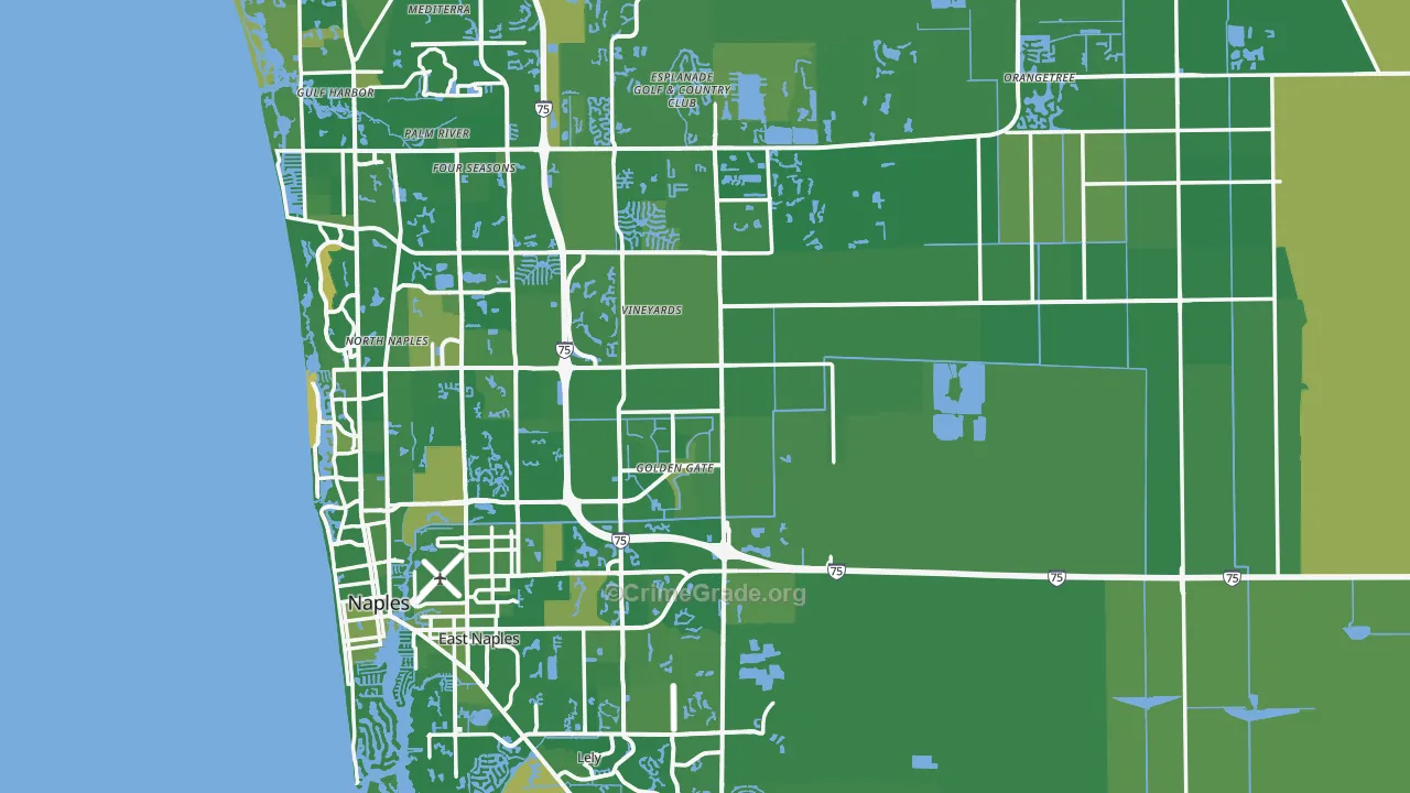 Collier County, FL Map of Vehicle Theft Rates