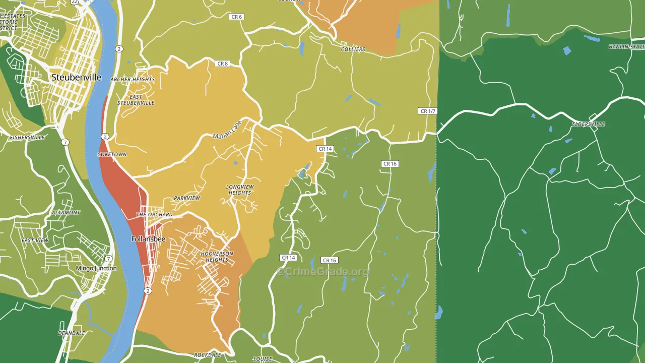 Colliers, WV Map of Vehicle Theft Rates