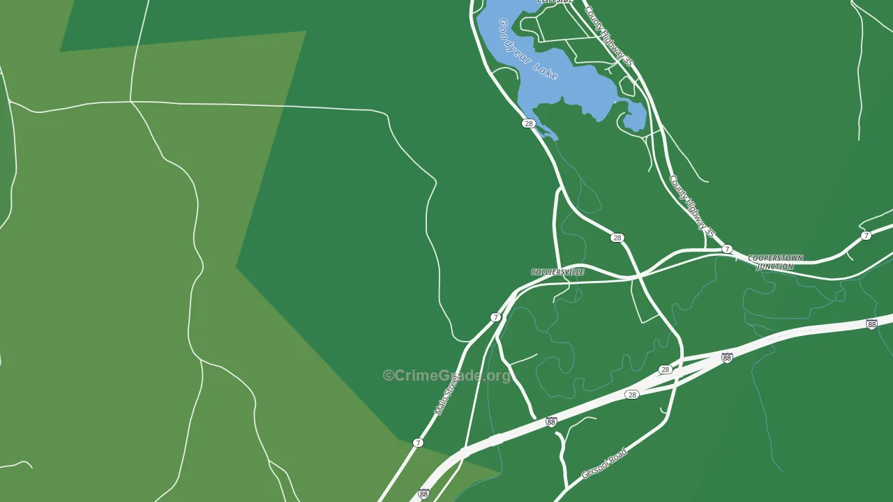 Colliersville, NY Map of Vehicle Theft Rates