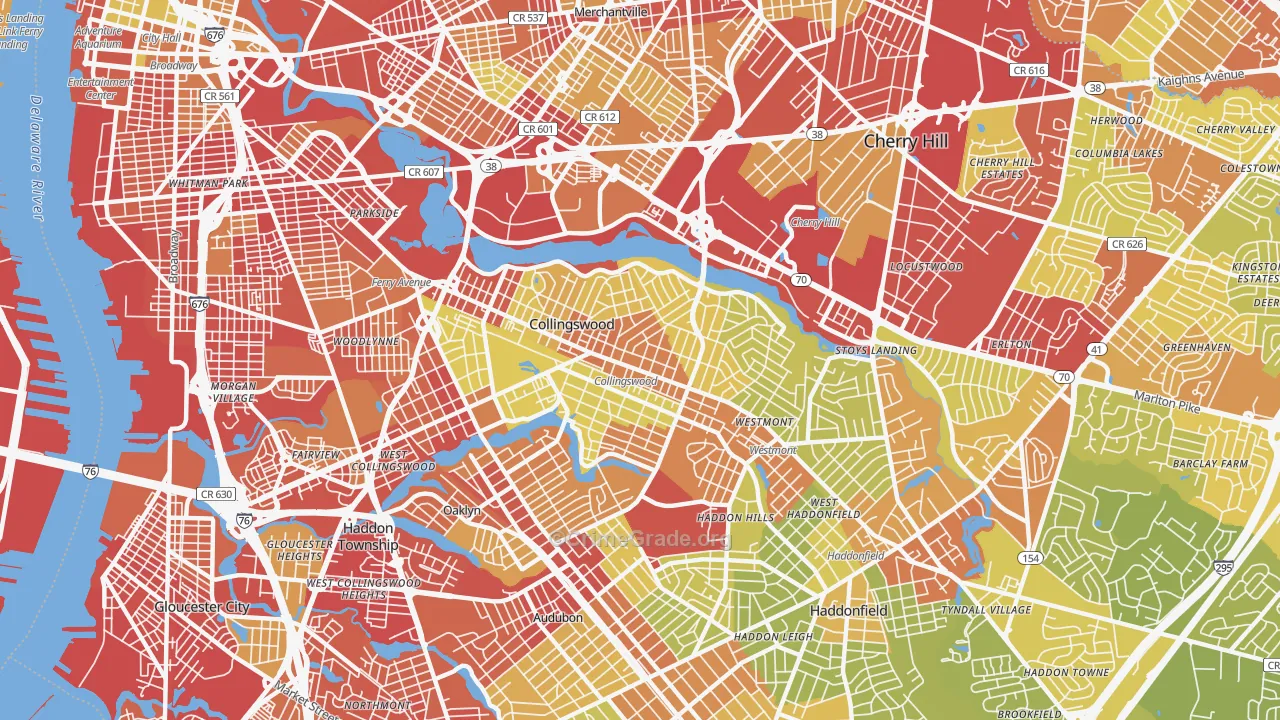 Collingswood, NJ Map of Vehicle Theft Rates