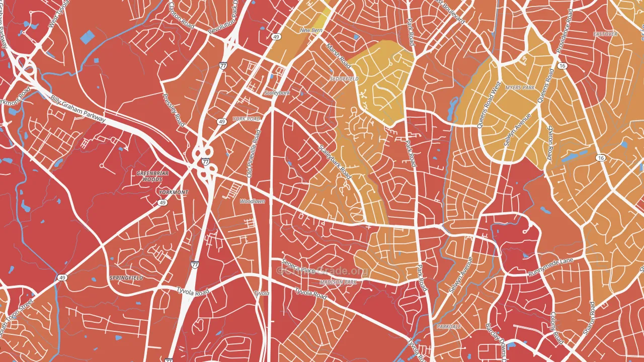 Collingwood, Charlotte, NC Map of Vehicle Theft Rates