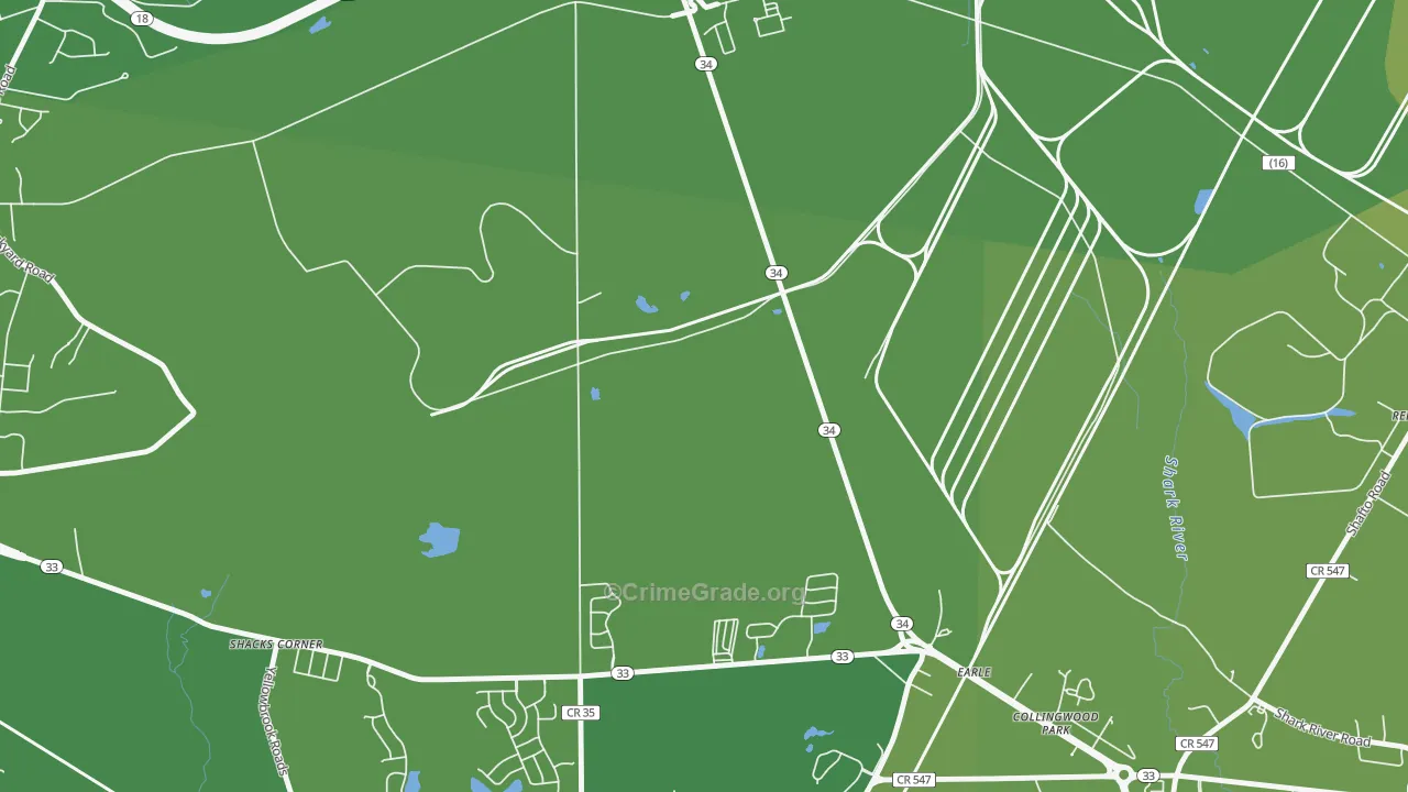 Collingwood Park, NJ Map of Vehicle Theft Rates