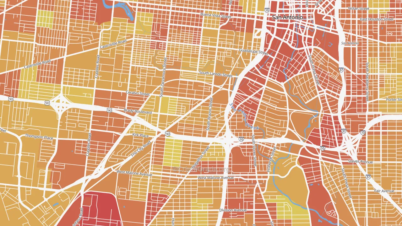 Collins Gardens, San Antonio, TX Map of Vehicle Theft Rates