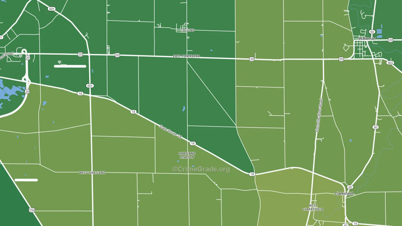 Collins, OH Map of Vehicle Theft Rates