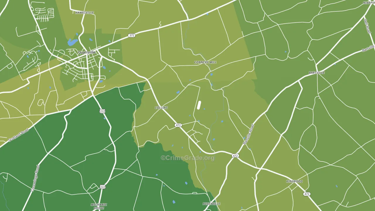 Collins, PA Map of Vehicle Theft Rates