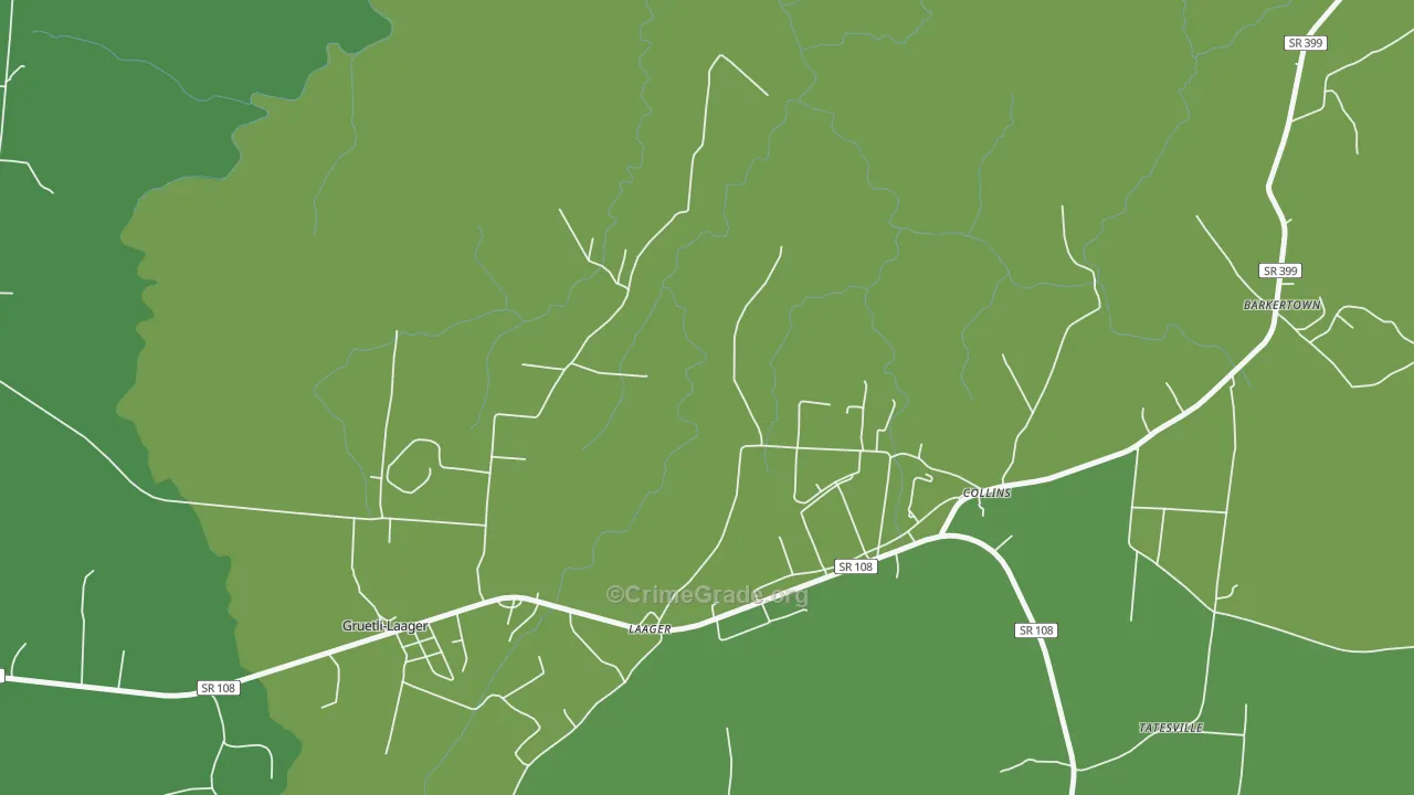 Collins, TN Map of Vehicle Theft Rates