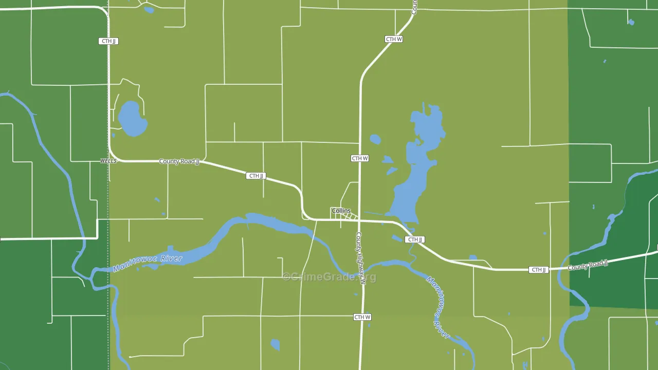 Collins, WI Map of Vehicle Theft Rates