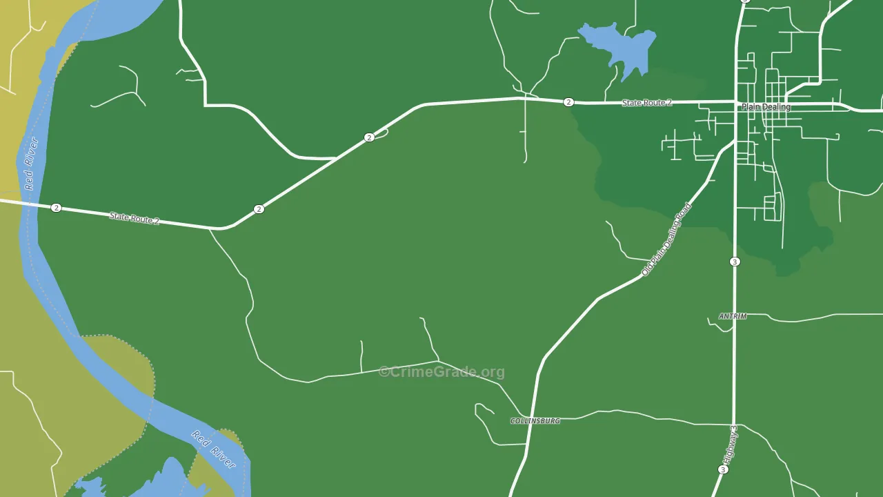 Collinsburg, LA Map of Vehicle Theft Rates